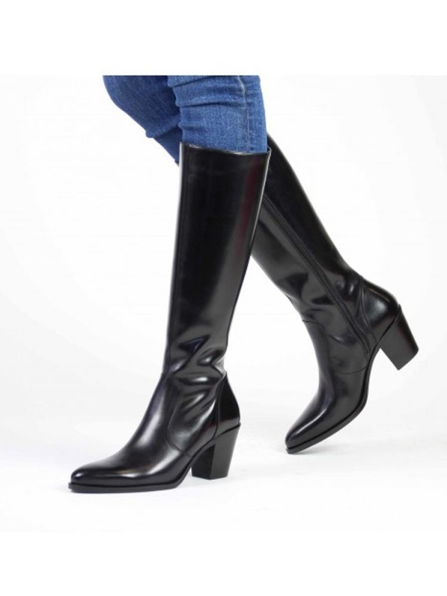 Femme Janie Philip Bottes Talon Hauteur Moyenne | Daytona Cuir Noir