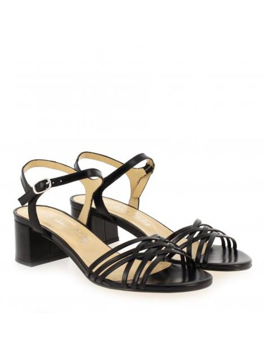 Femme Janie Philip Sandales A Talon | Caribou Cuir Noir