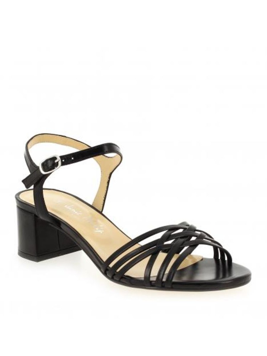 Femme Janie Philip Sandales A Talon | Caribou Cuir Noir