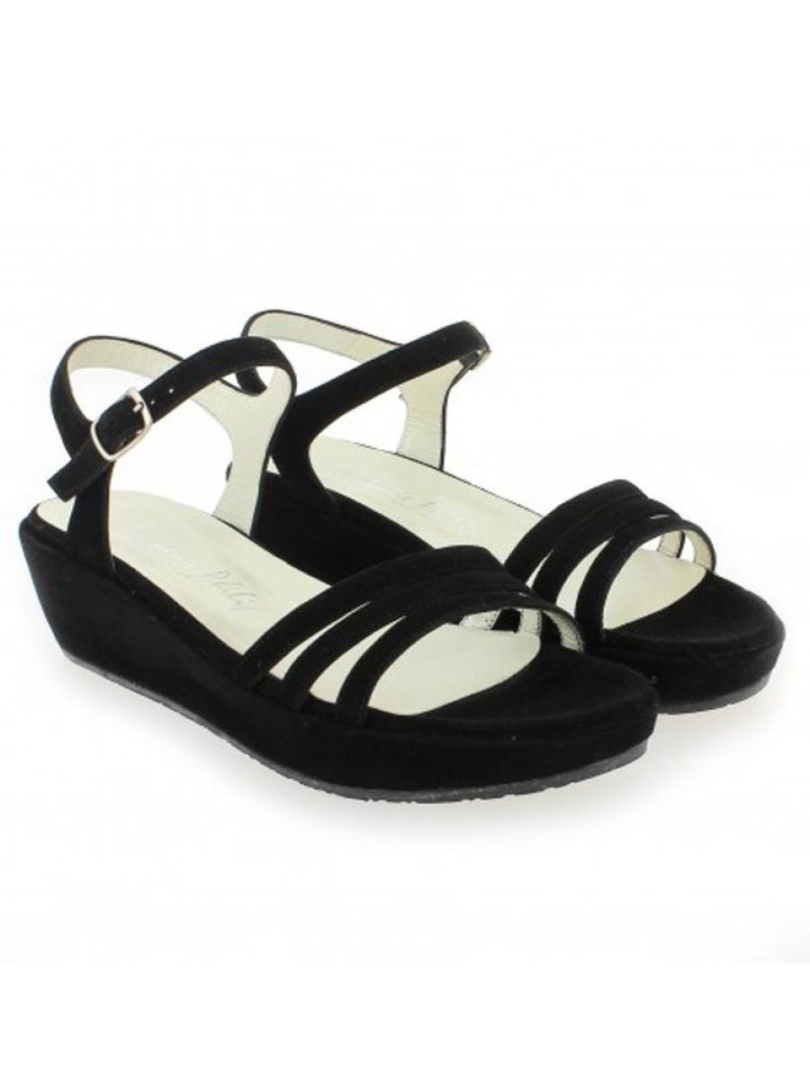 Femme Janie Philip Sandales Compensees | Byblos Cuir Velours Noir