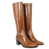 Femme Janie Philip Bottes Plats Et Petits Talons | Claudette Cuir Cognac