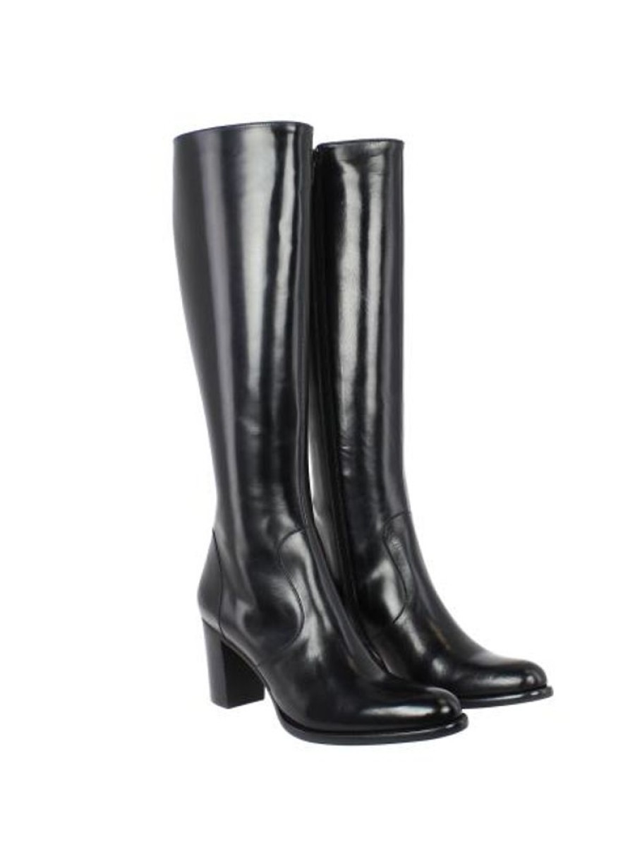 Femme Janie Philip Bottes Talon Hauteur Moyenne | Petrus Cuir Noir