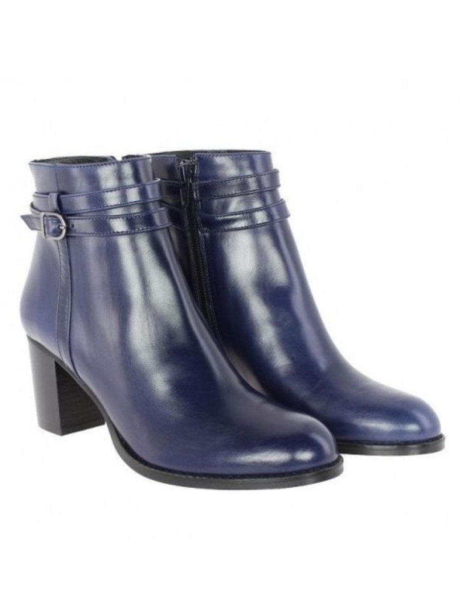 Femme Janie Philip Talons Hauteur Moyenne | Pekin Cuir Bleu