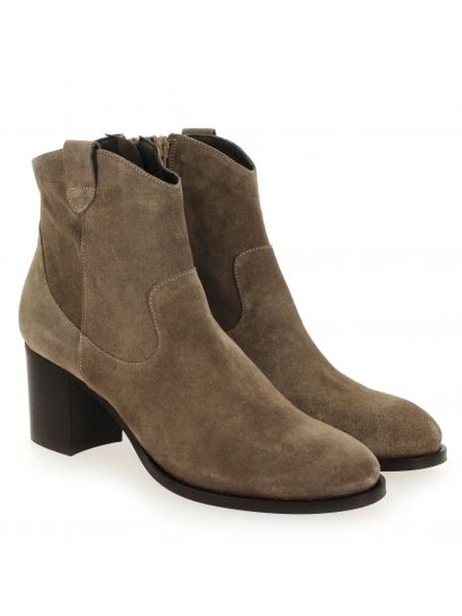 Femme Janie Philip Talons Hauteur Moyenne | Noa Cuir Velours Taupe