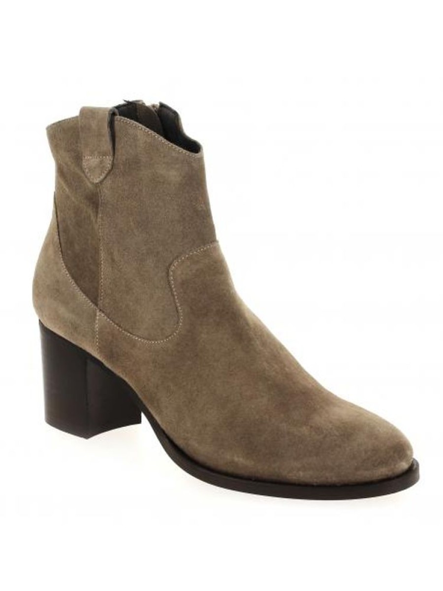 Femme Janie Philip Talons Hauteur Moyenne | Noa Cuir Velours Taupe