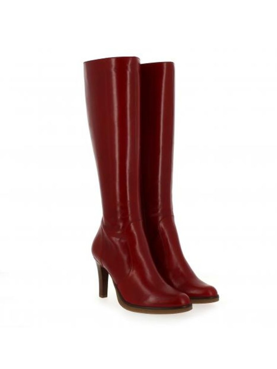 Femme Janie Philip Bottes Talon Haut | Maxime Cuir Rouge