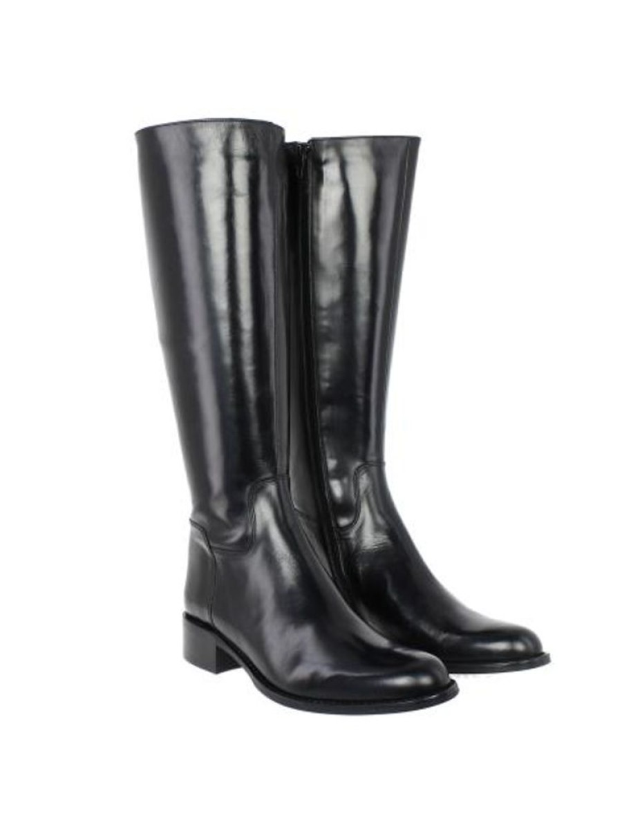 Femme Janie Philip Bottes Plats Et Petits Talons | Paganini Cuir Noir