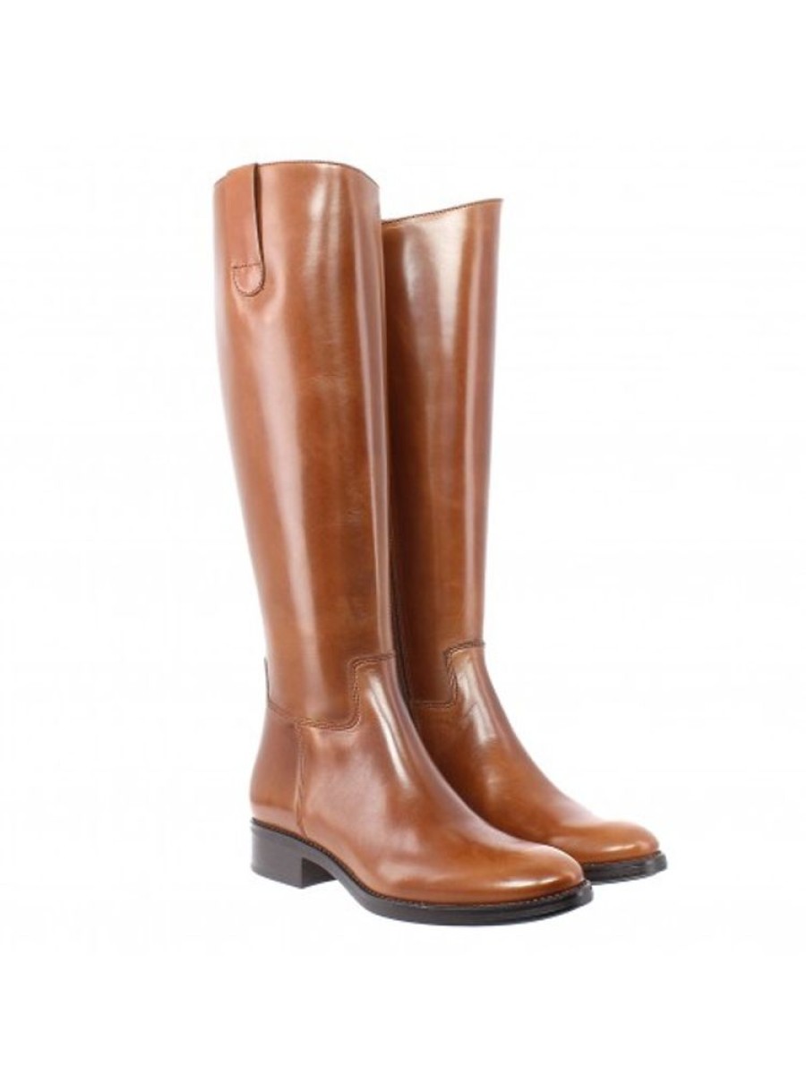 Femme Janie Philip Bottes Plats Et Petits Talons | Ilona Cuir Cognac