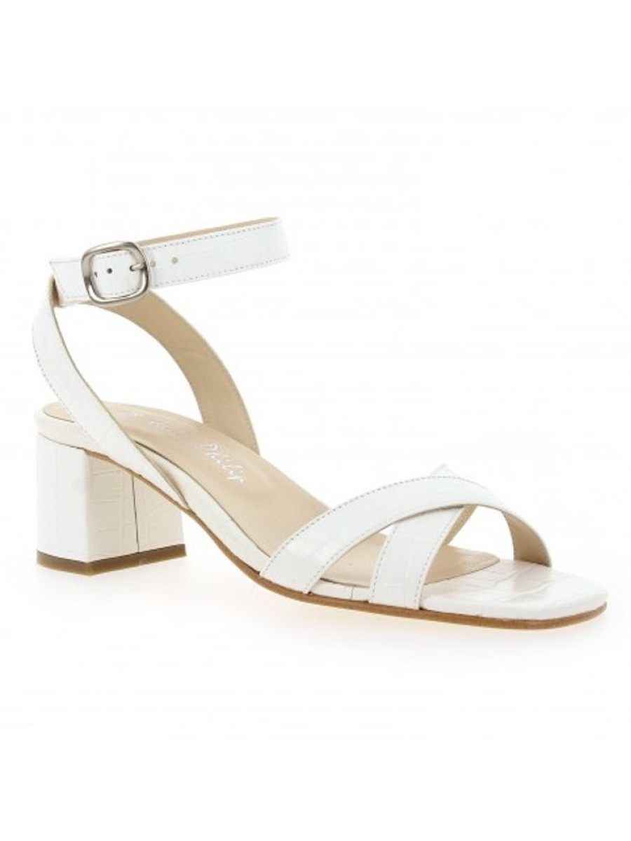 Femme Janie Philip Sandales A Talon | Osee Cuir Croco Blanc