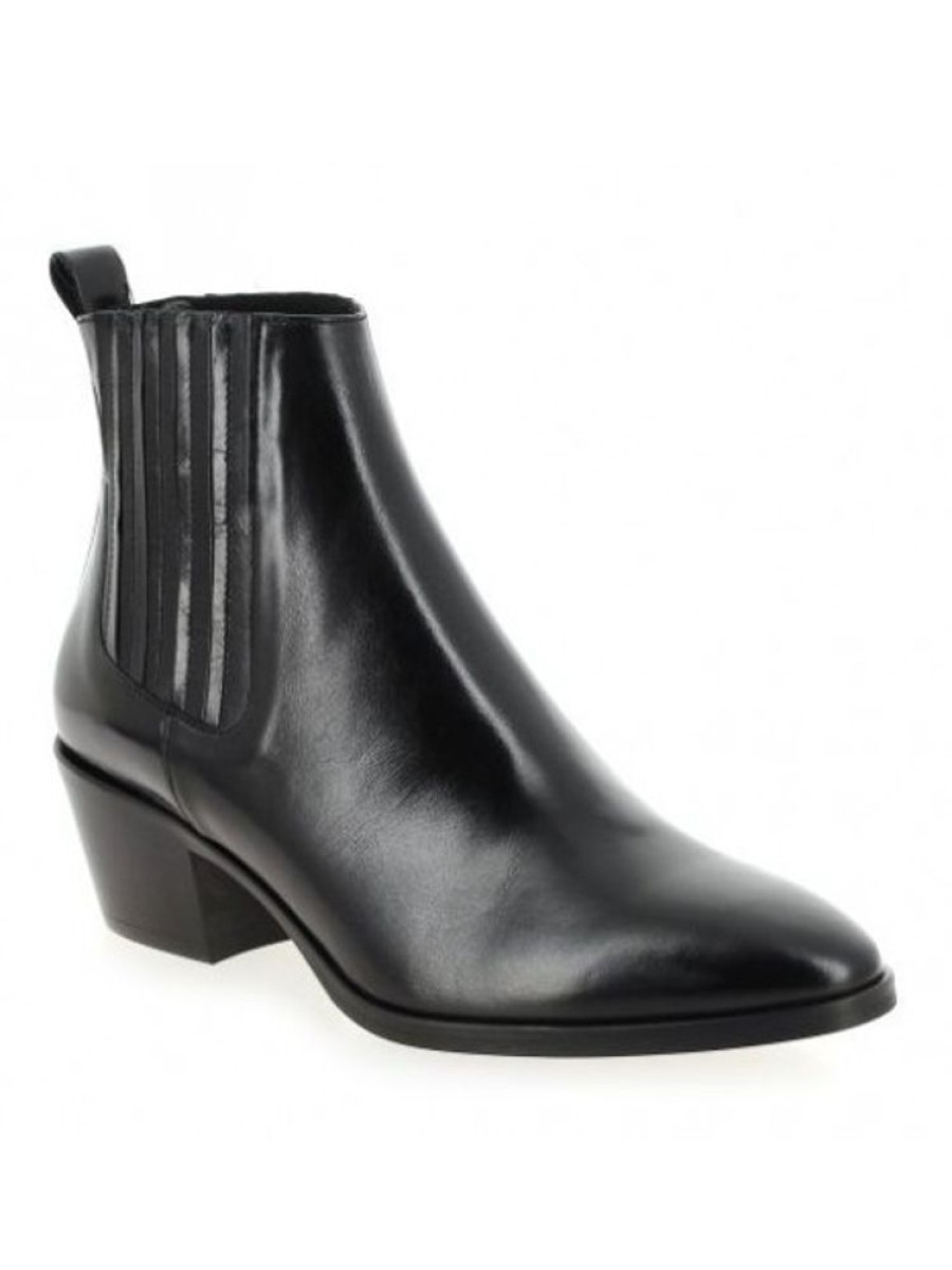 Femme Janie Philip Talons Plats Et Petits | Janus Cuir Noir