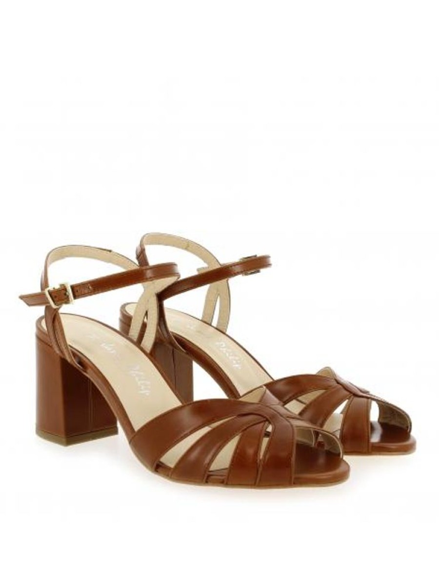 Femme Janie Philip Sandales A Talon | Madeleine Cuir Cognac