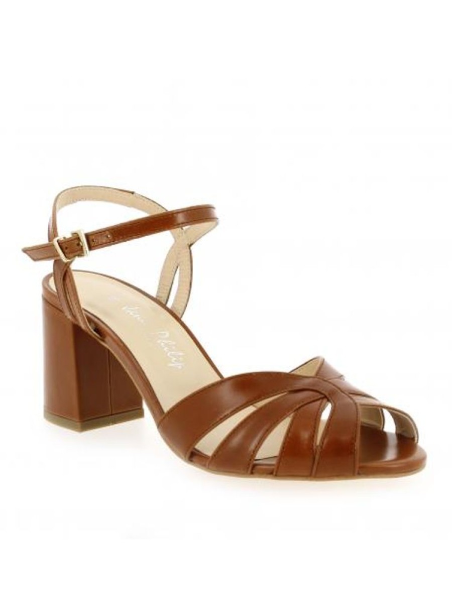 Femme Janie Philip Sandales A Talon | Madeleine Cuir Cognac