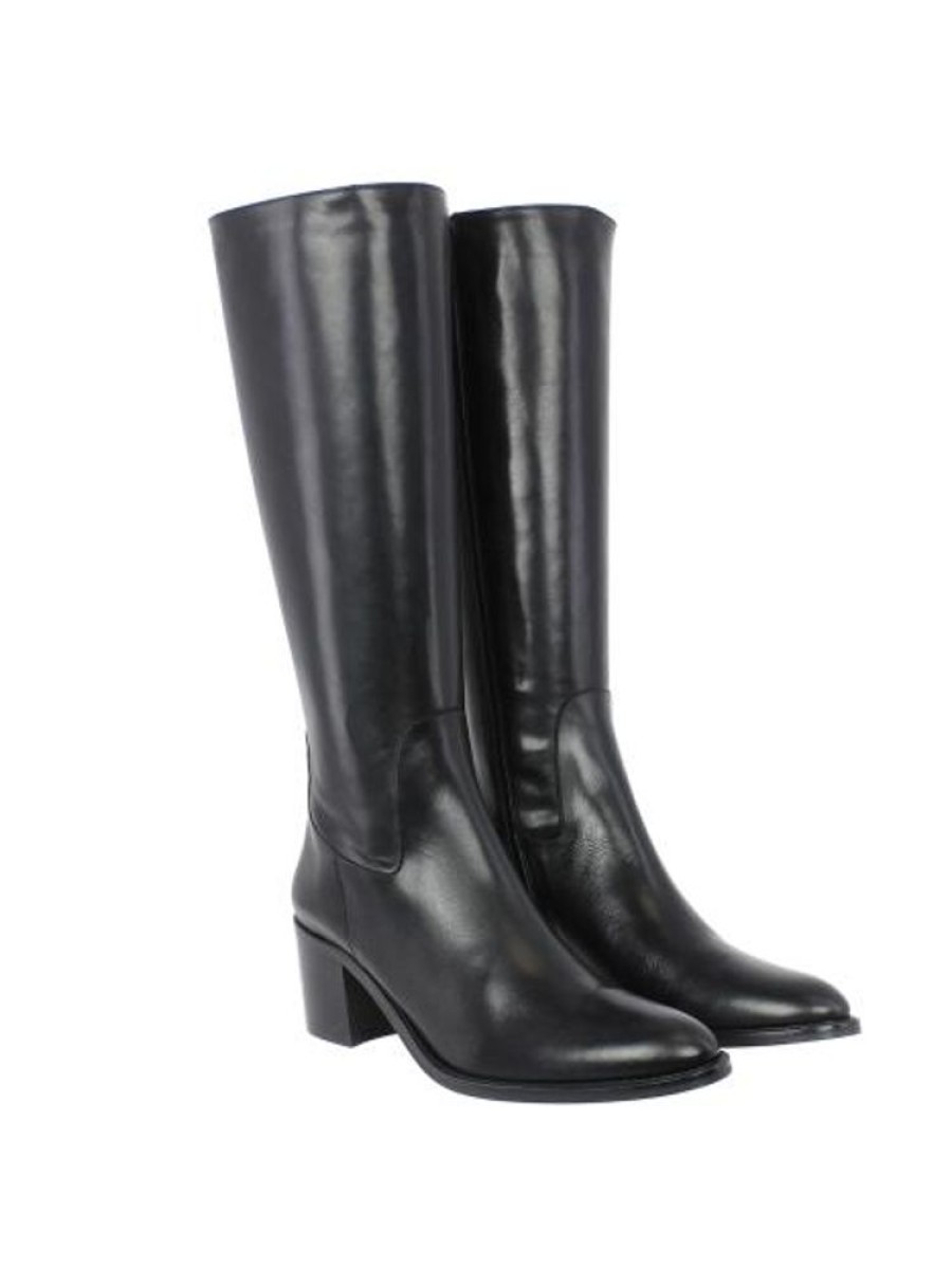 Femme Janie Philip Bottes Plats Et Petits Talons | Claudette Cuir Noir