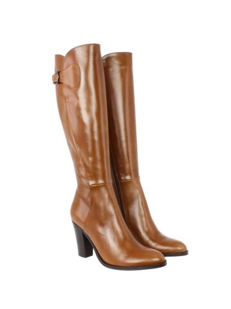 Femme Janie Philip Bottes Talon Haut | Thomson Cuir Cognac