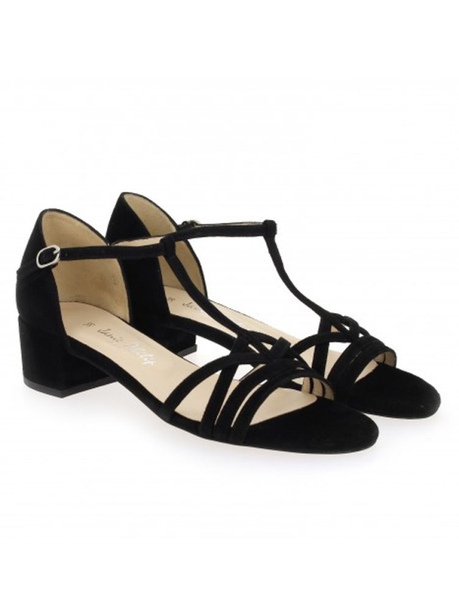 Femme Janie Philip Sandales A Talon | Cador Cuir Velours Noir