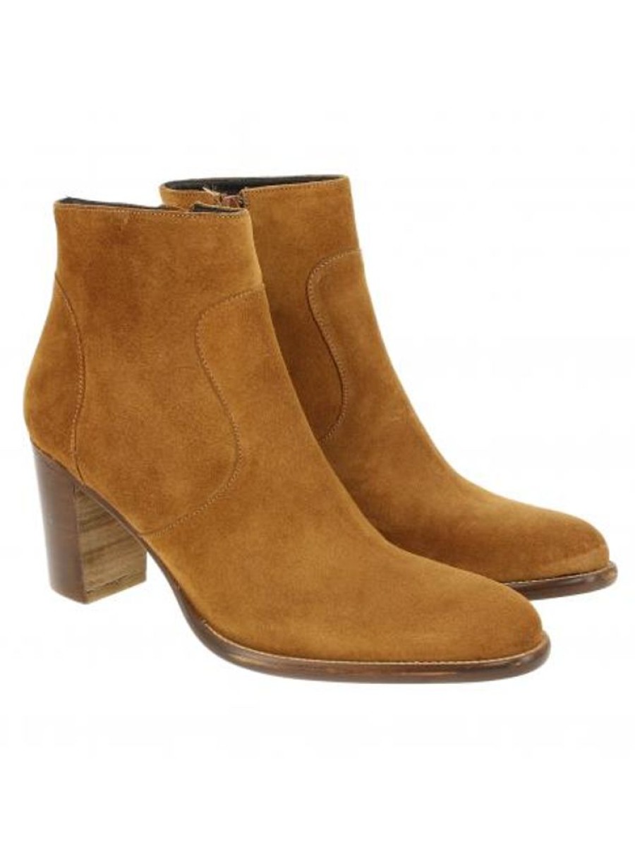 Femme Janie Philip Talons Hauteur Moyenne | Paca Cuir Velours Camel