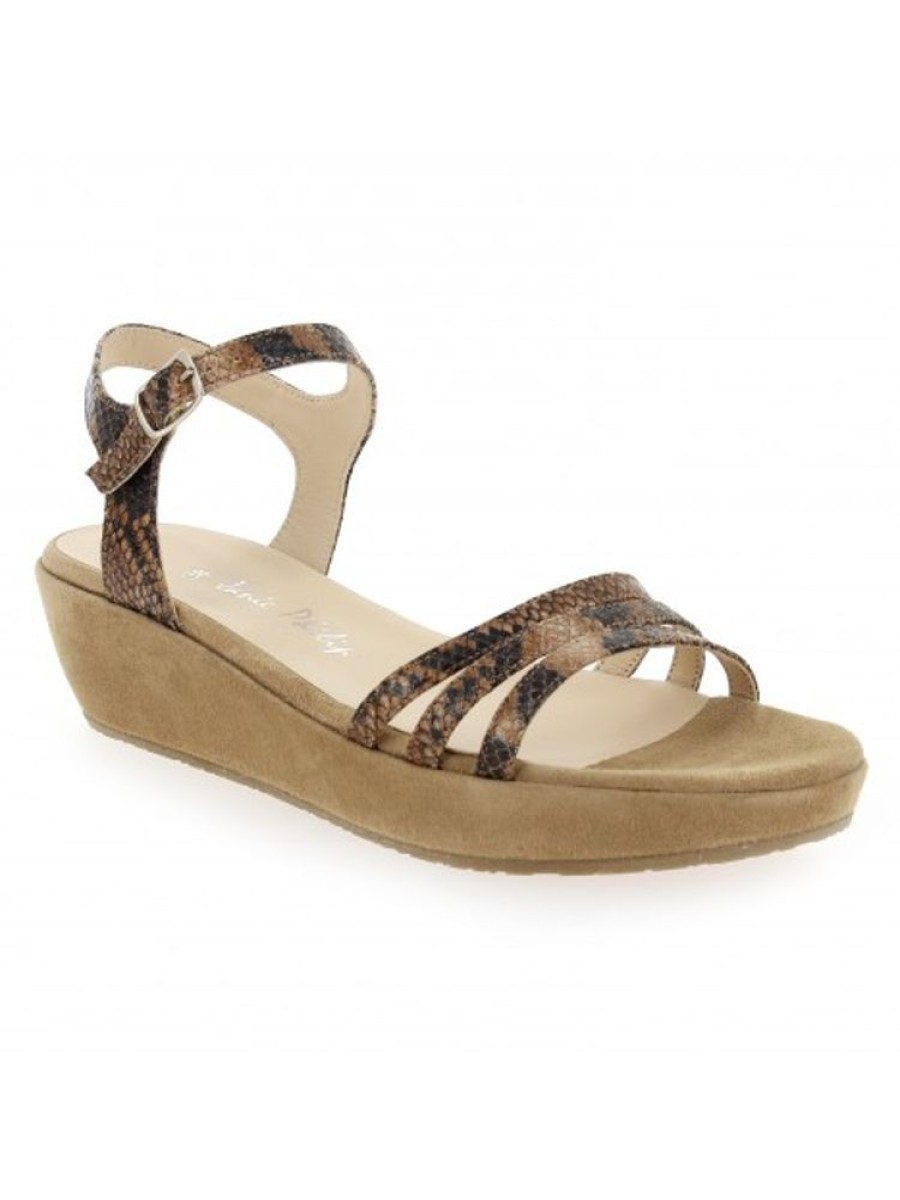 Femme Janie Philip Sandales Compensees | Byblos Serpent Camel