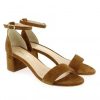 Femme Janie Philip Sandales A Talon | Cassidy Cuir Velours Cognac