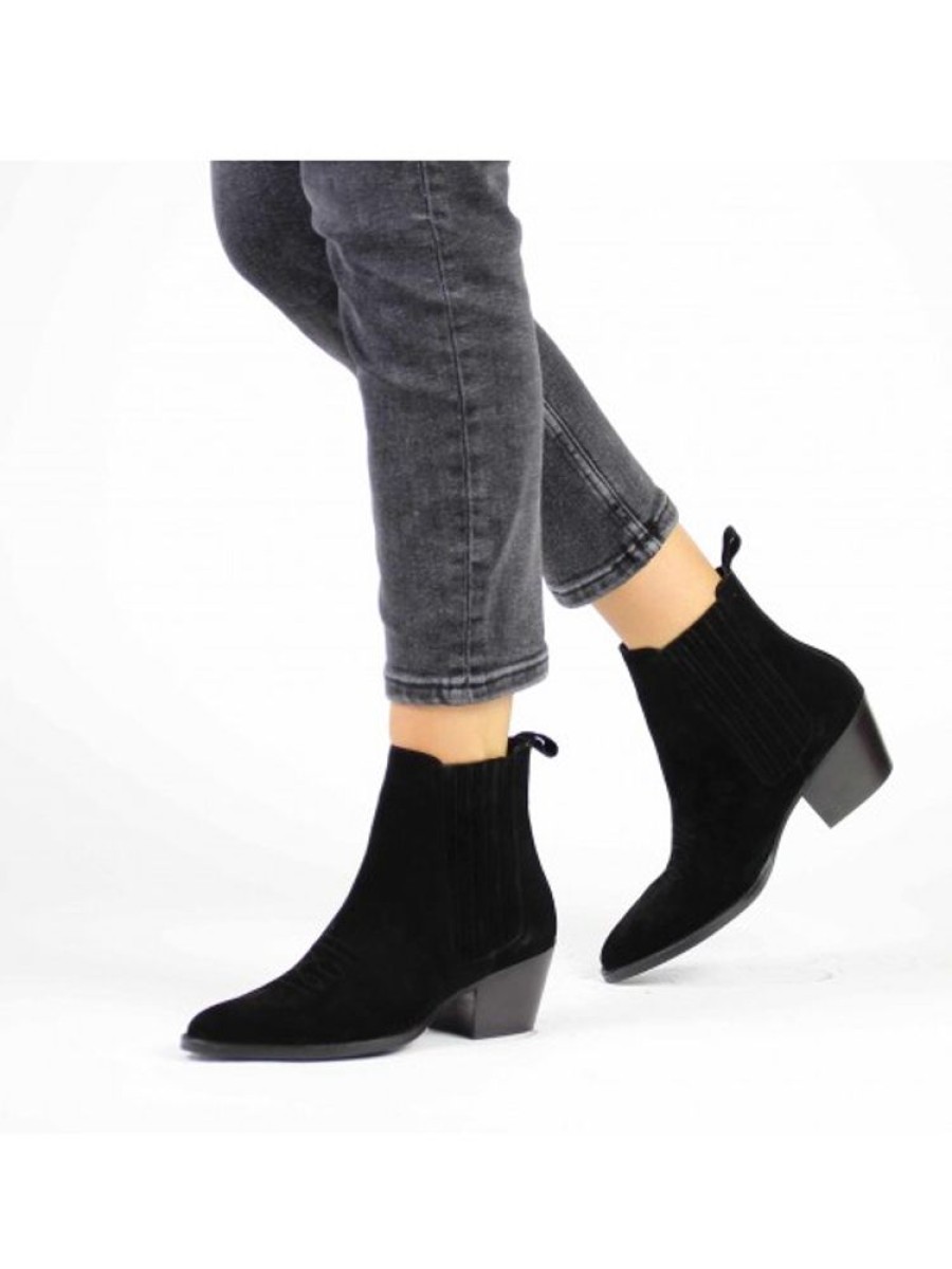 Femme Janie Philip Talons Plats Et Petits | Dalton Cuir Velours Noir