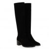 Femme Janie Philip Bottes Plats Et Petits Talons | Domino Cuir Velours Noir