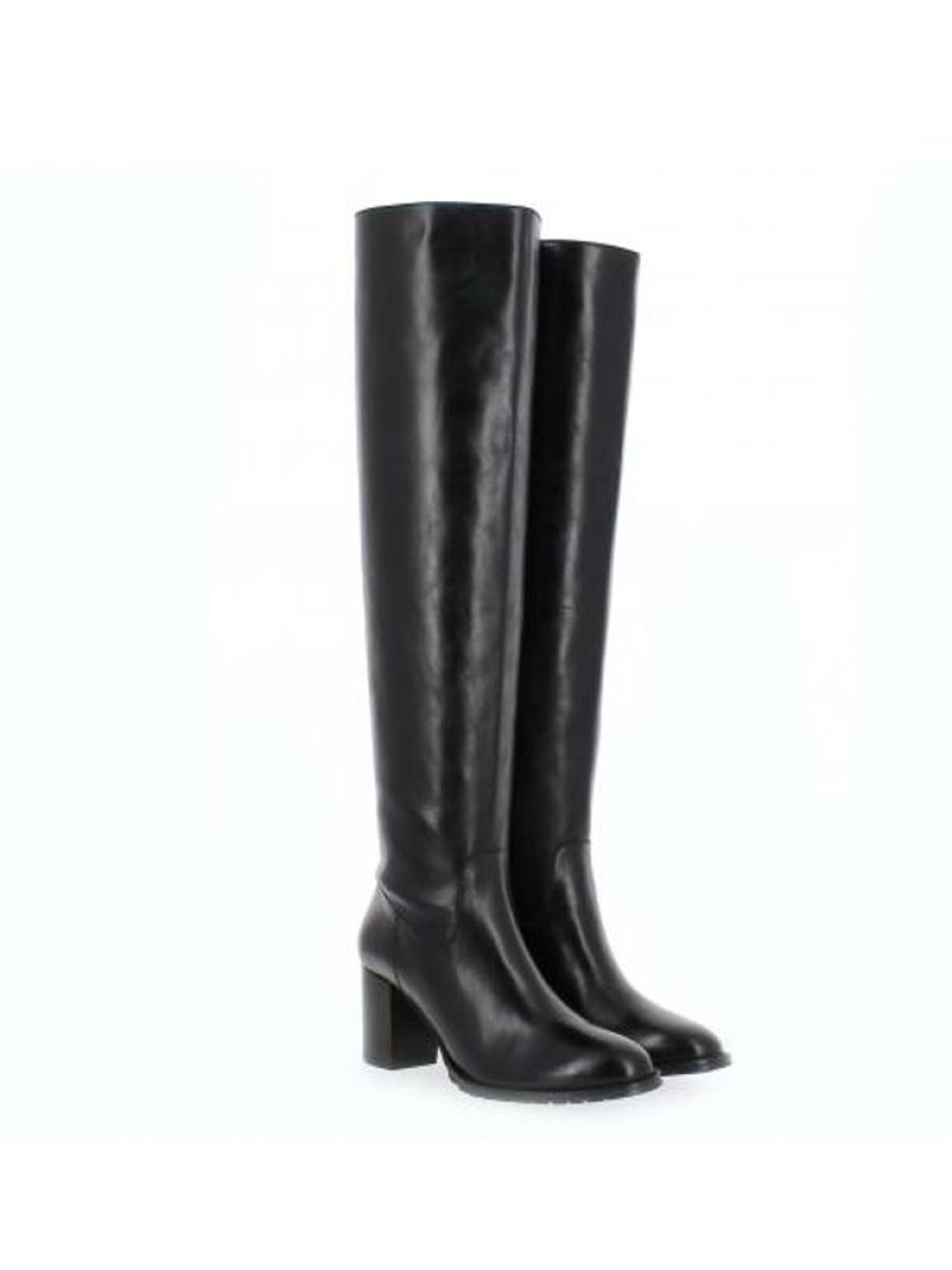 Femme Janie Philip Bottes Talon Hauteur Moyenne | James Cuir Noir