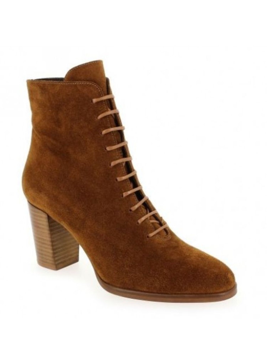 Femme Janie Philip Talons Hauteur Moyenne | Flash Cuir Velours Camel