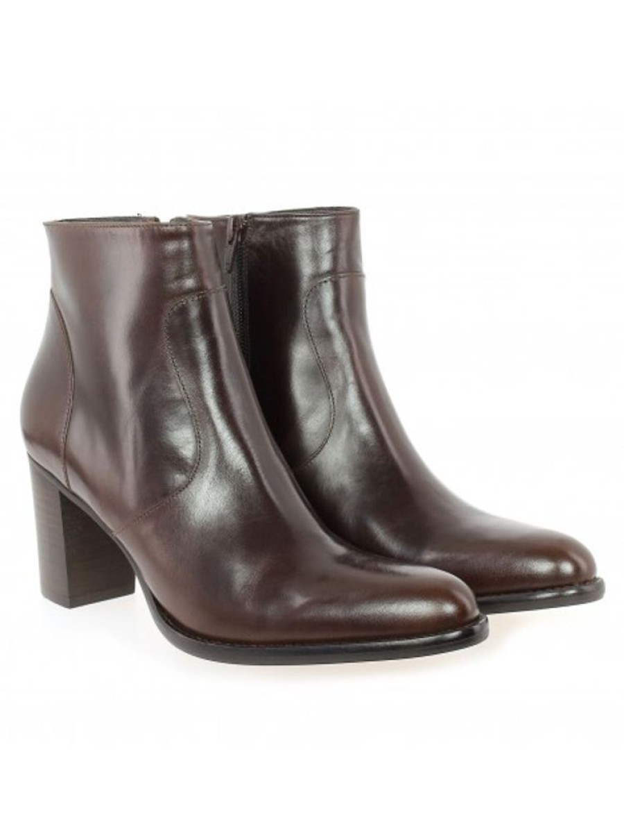 Femme Janie Philip Talons Hauteur Moyenne | Paca Cuir Marron