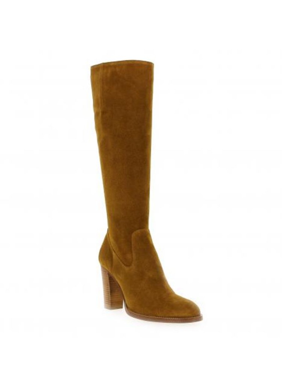 Femme Janie Philip Bottes Talon Haut | Yvette Cuir Velours Camel