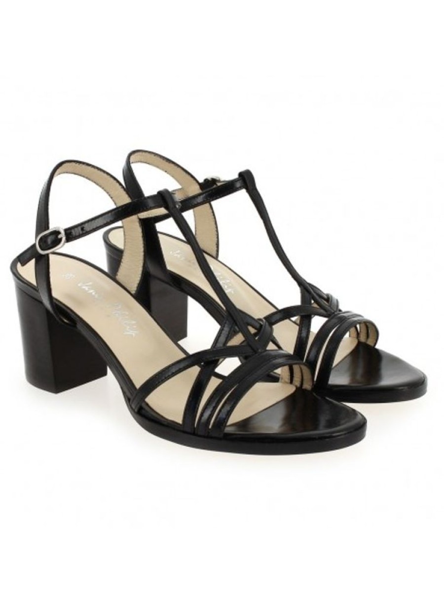 Femme Janie Philip Sandales A Talon | Gama Cuir Noir