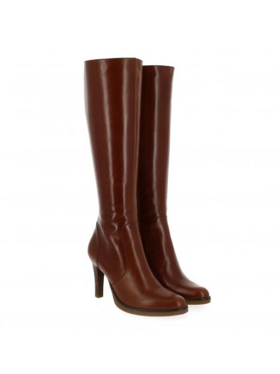 Femme Janie Philip Bottes Talon Haut | Maxime Cuir Cognac