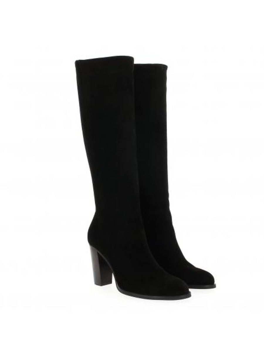 Femme Janie Philip Bottes Talon Haut | Yaelle Cuir Velours Noir