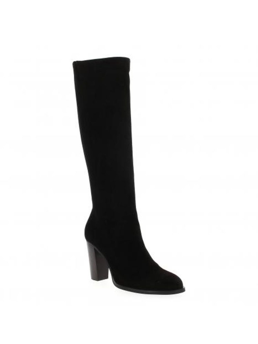 Femme Janie Philip Bottes Talon Haut | Yaelle Cuir Velours Noir