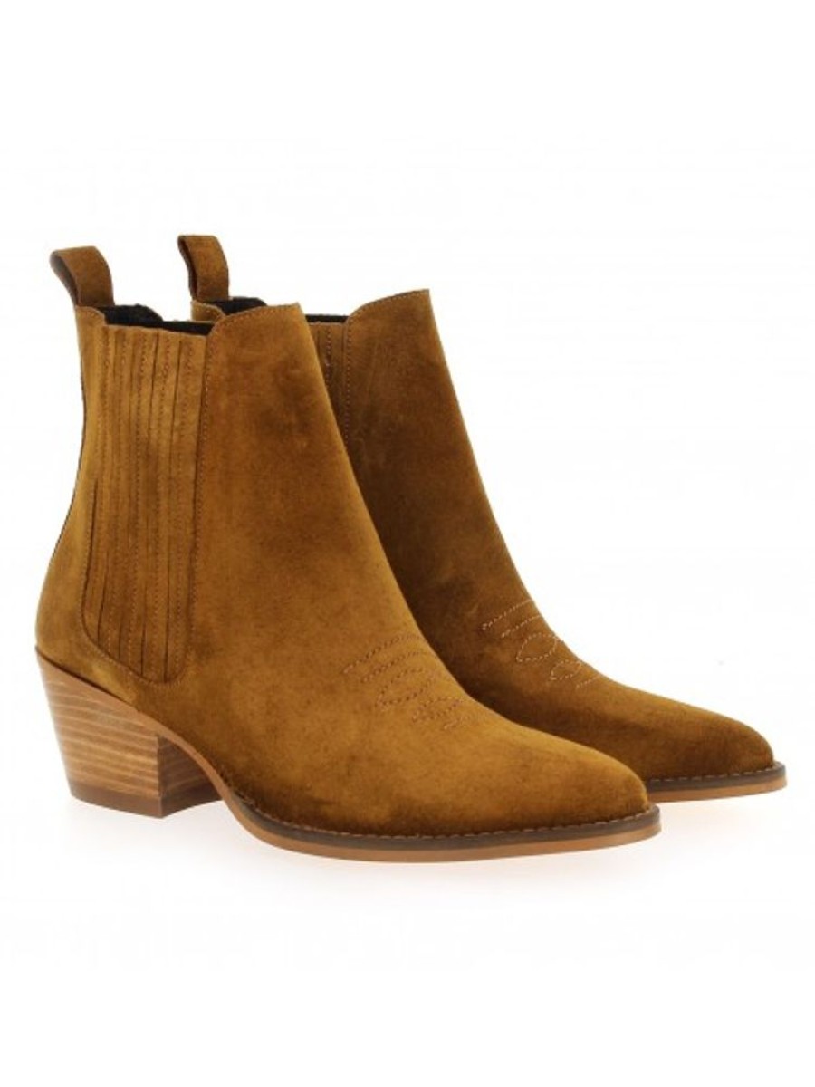 Femme Janie Philip Talons Plats Et Petits | Dalton Cuir Velours Camel