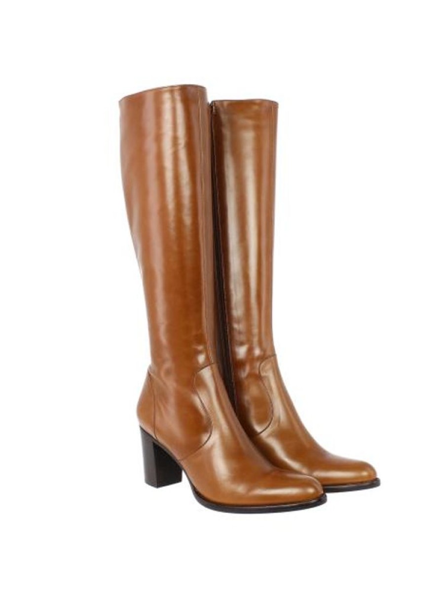 Femme Janie Philip Bottes Talon Hauteur Moyenne | Petrus Cuir Cognac