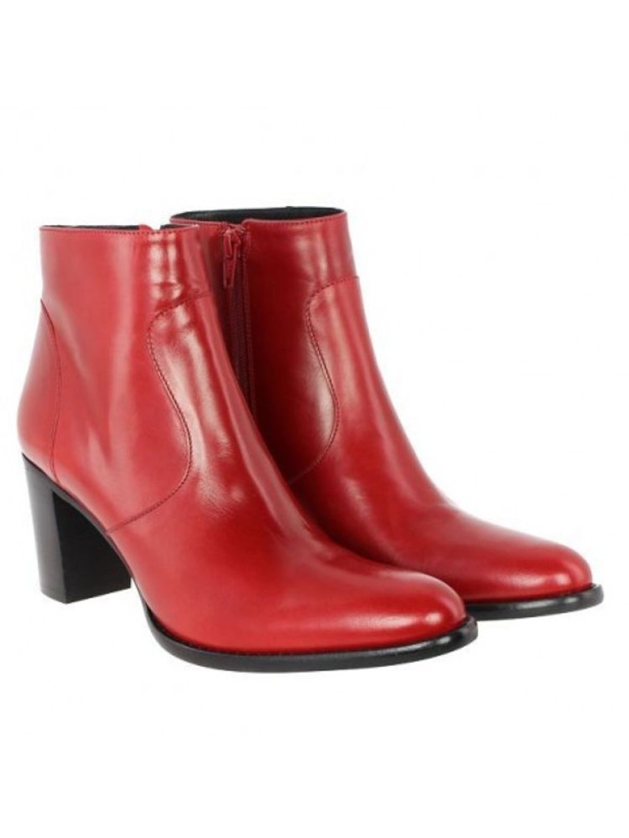 Femme Janie Philip Talons Hauteur Moyenne | Paca Cuir Rouge