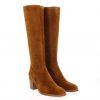 Femme Janie Philip Bottes Plats Et Petits Talons | Arlette Cuir Velours Camel