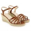 Femme Janie Philip Sandales Compensees | Gisela Cuir Cognac