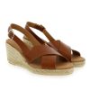 Femme Janie Philip Sandales Compensees | Ishtar Cuir Cognac