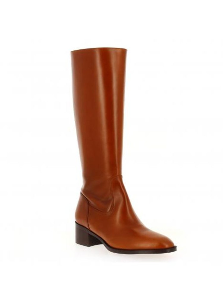 Femme Janie Philip Bottes Plats Et Petits Talons | Daphne Cuir Cognac