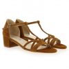 Femme Janie Philip Sandales A Talon | Cador Cuir Velours Cognac