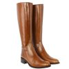 Femme Janie Philip Bottes Plats Et Petits Talons | Paganini Cuir Cognac