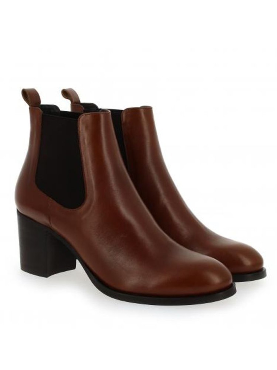 Femme Janie Philip Talons Hauteur Moyenne | Nina Cuir Cognac