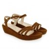 Femme Janie Philip Sandales Compensees | Byblos Cuir Velours Cognac