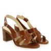 Femme Janie Philip Sandales A Talon | Minerve Cuir Cognac