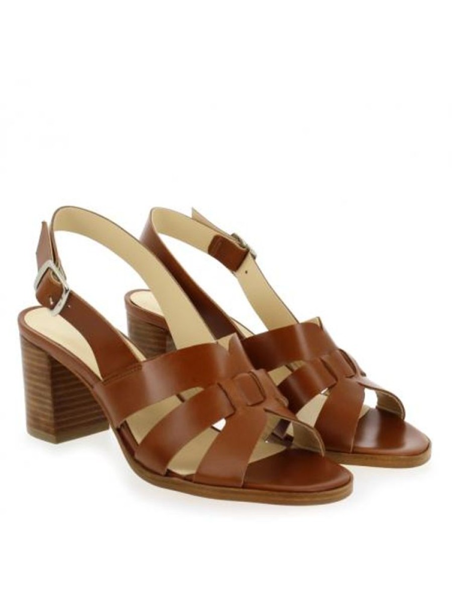 Femme Janie Philip Sandales A Talon | Minerve Cuir Cognac