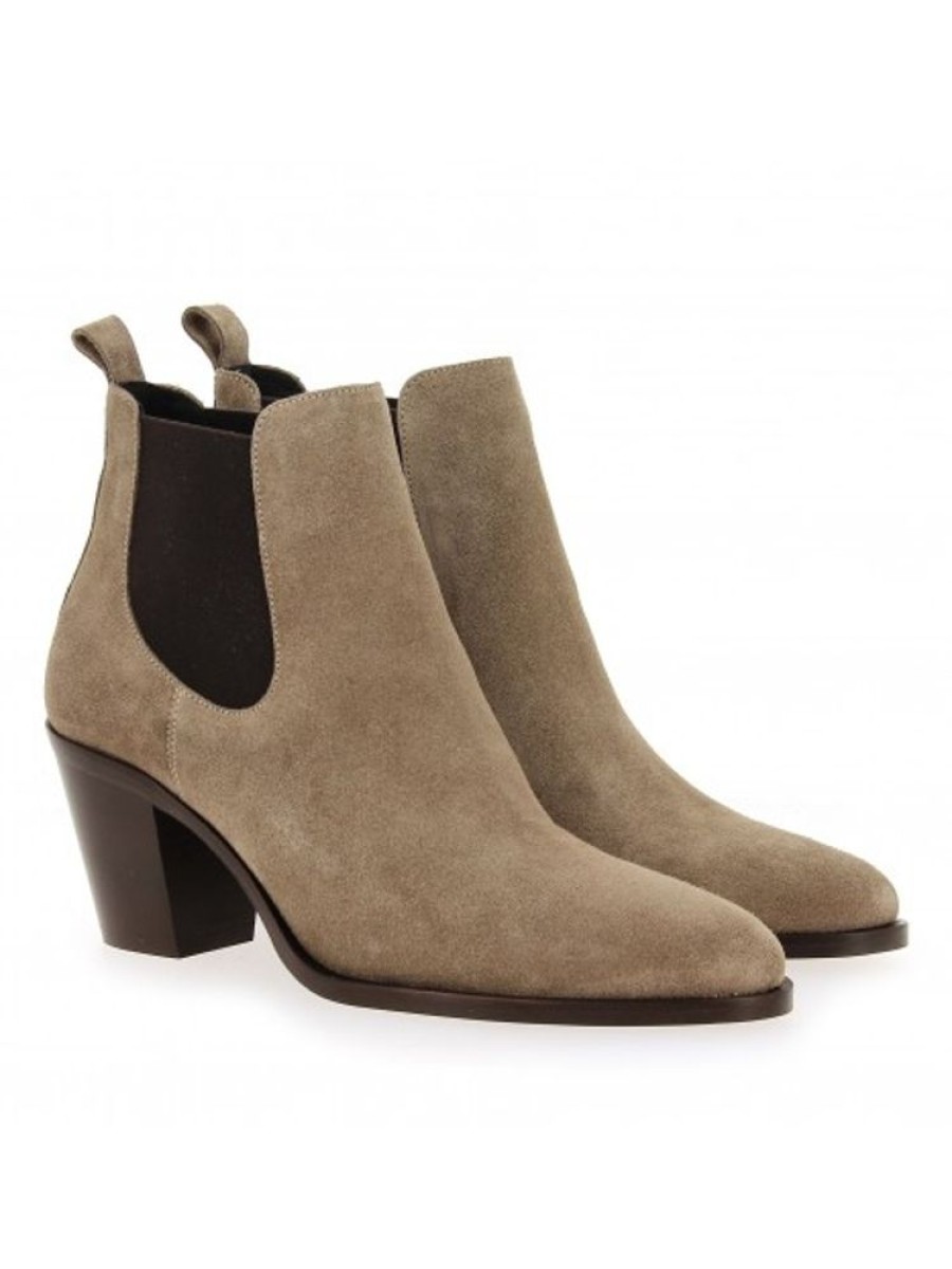 Femme Janie Philip Talons Hauteur Moyenne | Dylan Cuir Velours Taupe