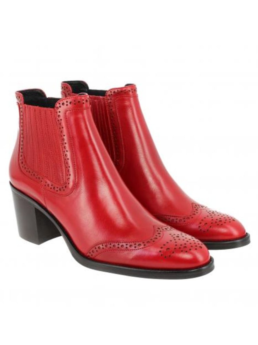 Femme Janie Philip Talons Plats Et Petits | Adele Cuir Rouge