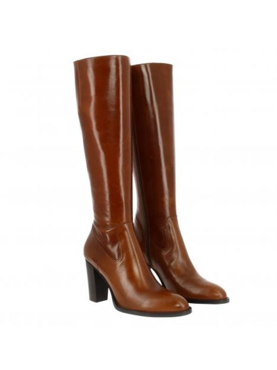 Femme Janie Philip Bottes Talon Haut | Yvette Cuir Cognac