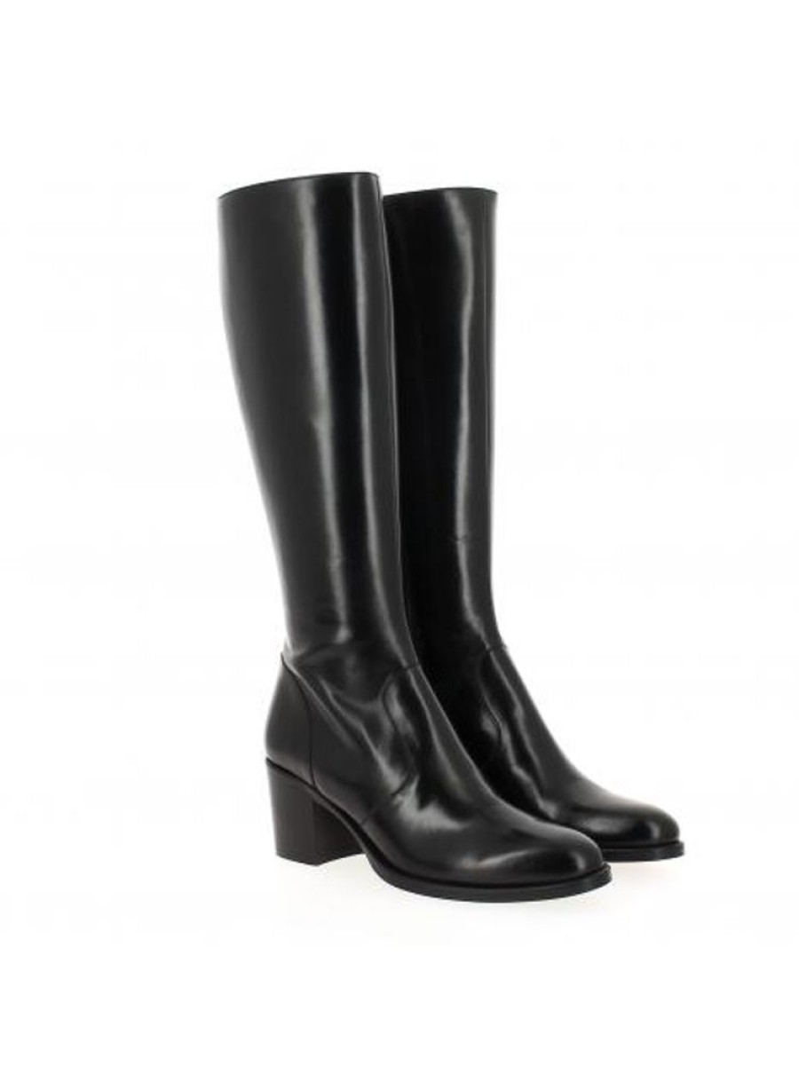 Femme Janie Philip Bottes Plats Et Petits Talons | Arlette Cuir Noir