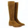 Femme Janie Philip Bottes Plats Et Petits Talons | Danaides Cuir Velours Camel